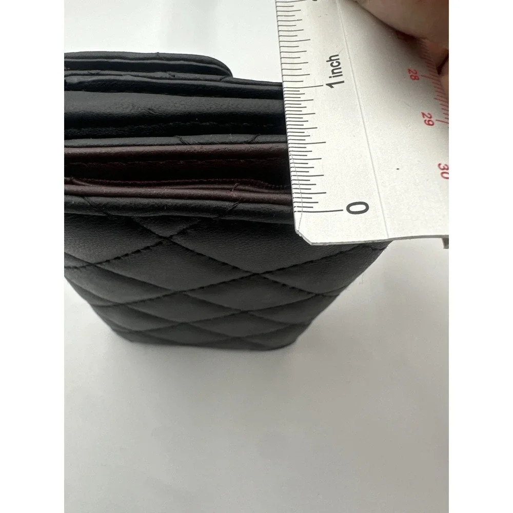 Lambskin Quilted Double Flap Wallet Black